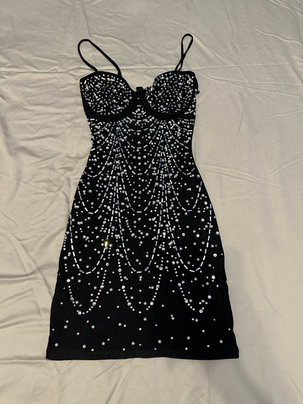 Windsor Beaded Mini Party Dress (Size Small)